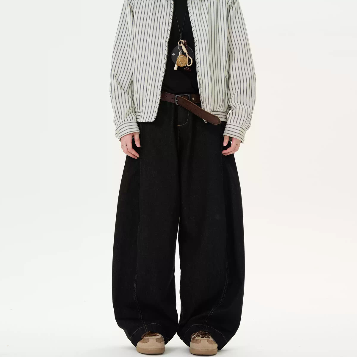 Retro Denim Black Wide-Leg Scimitar Jeans