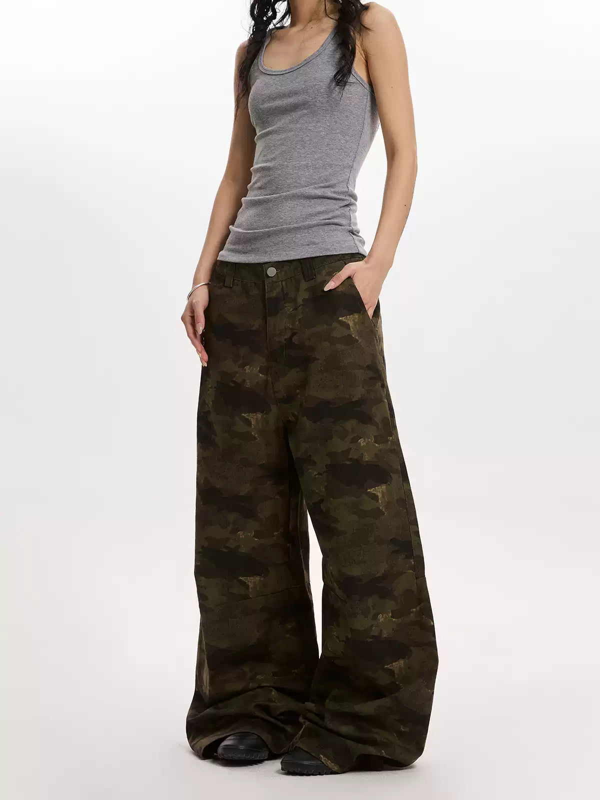 Camouflage Loose Split Ripped