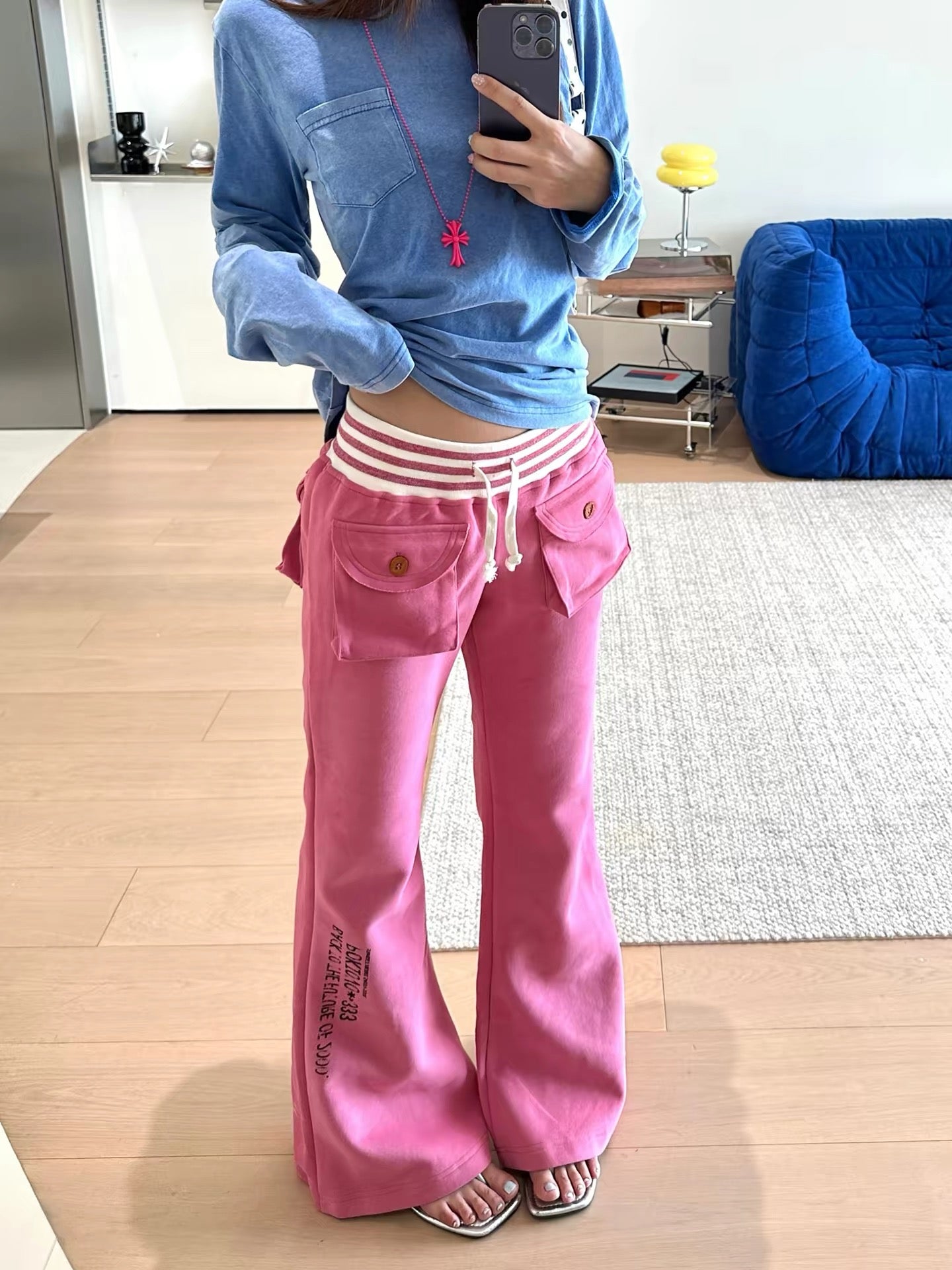 BAD UNNI Striped Pocket Flare SweatPants