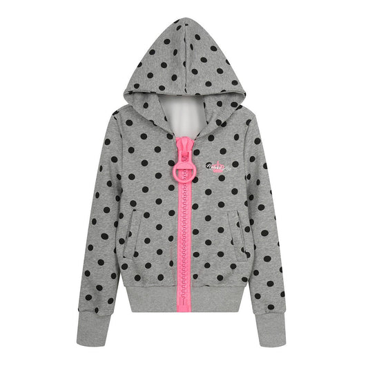 HABON Oversized Zipper Polka Dot Hoodie