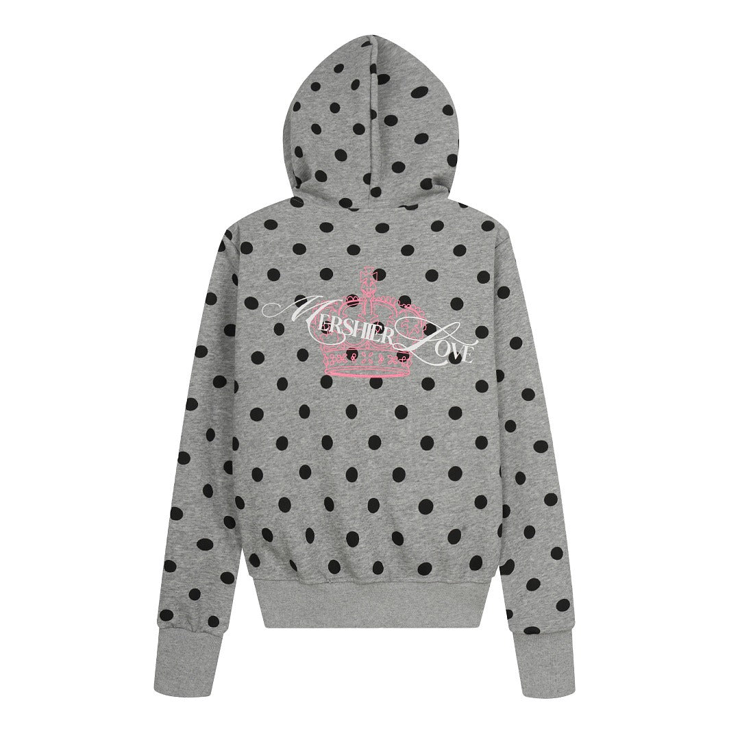 Oversized Zipper Polka Dot Hoodie