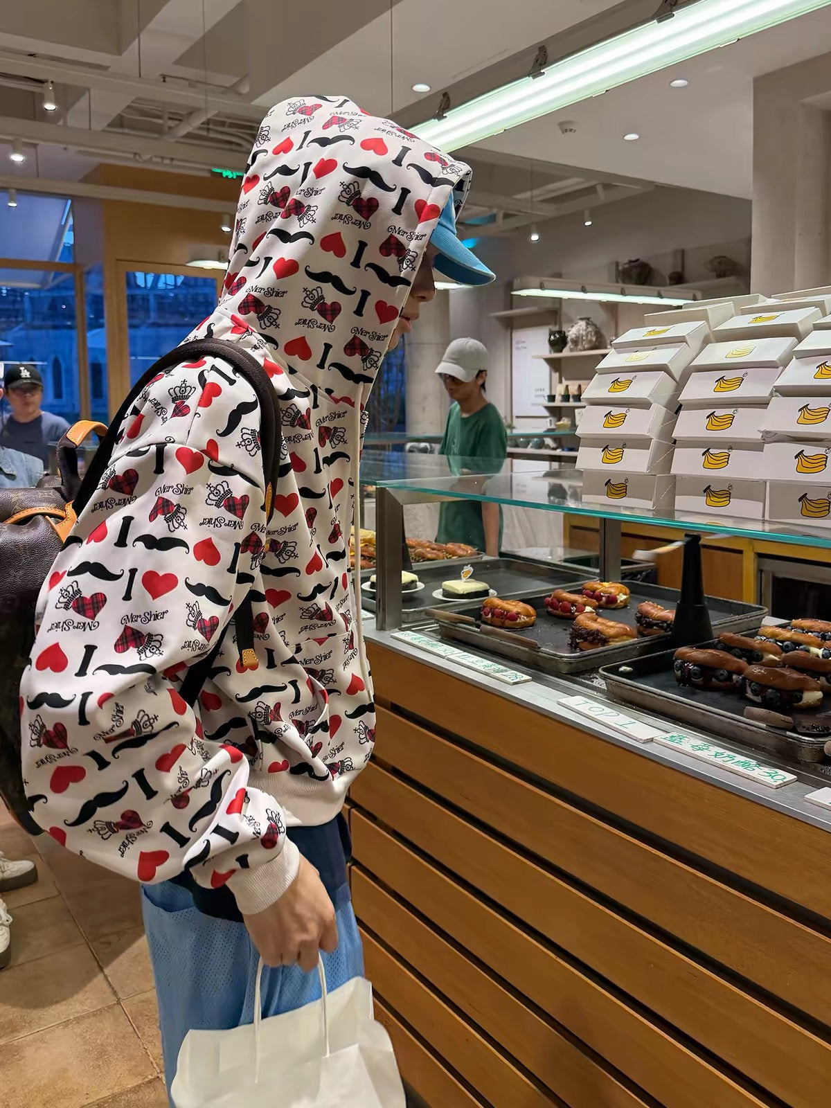 BAD UNNI “I LOVE” Heart Print Zip-Up Hoodie