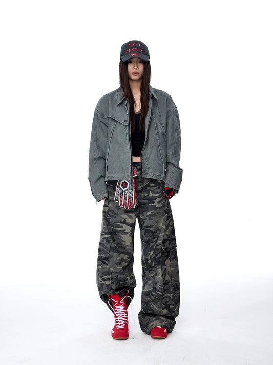 Camouflage Wide-Leg Pants