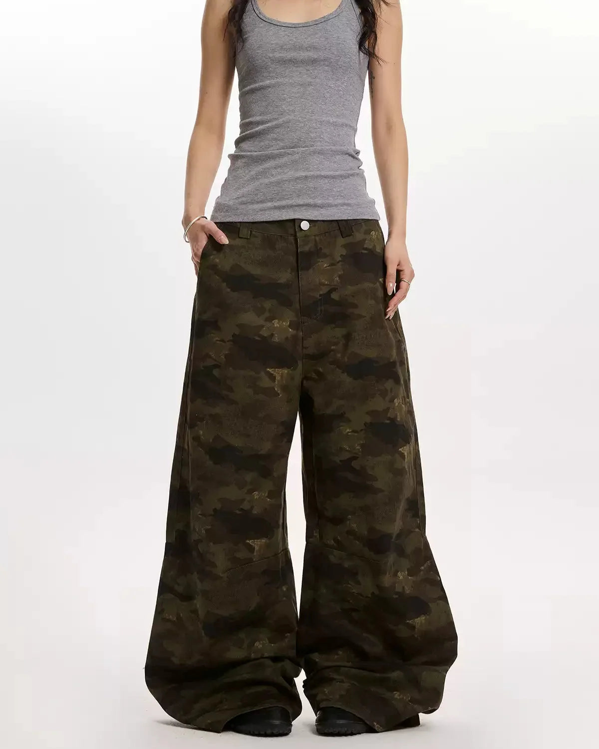 Camouflage Loose Split Ripped