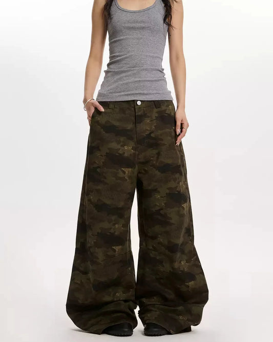 Camouflage Loose Split Ripped