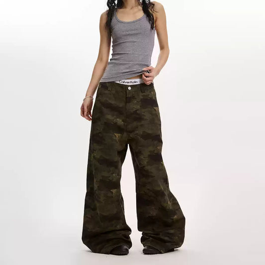 Camouflage Loose Split Ripped