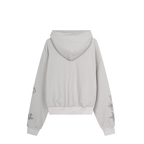 BAD UNNI Waffle Graphic Zip-Up Hoodie