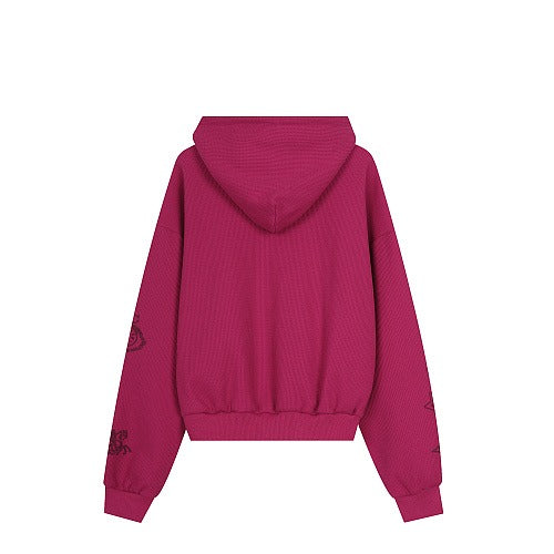 BAD UNNI Waffle Graphic Zip-Up Hoodie