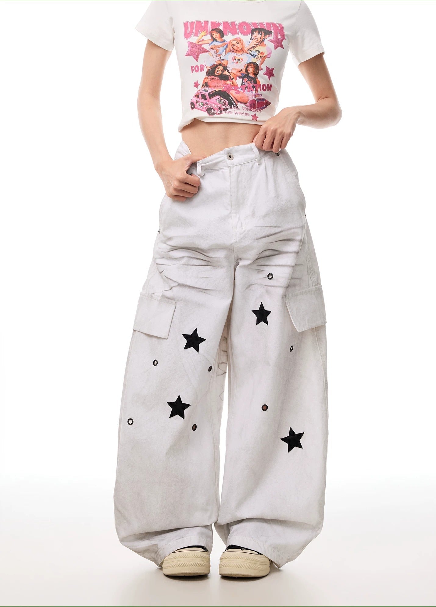 BAD UNNI Y2K- Star Patch Cargo Pants