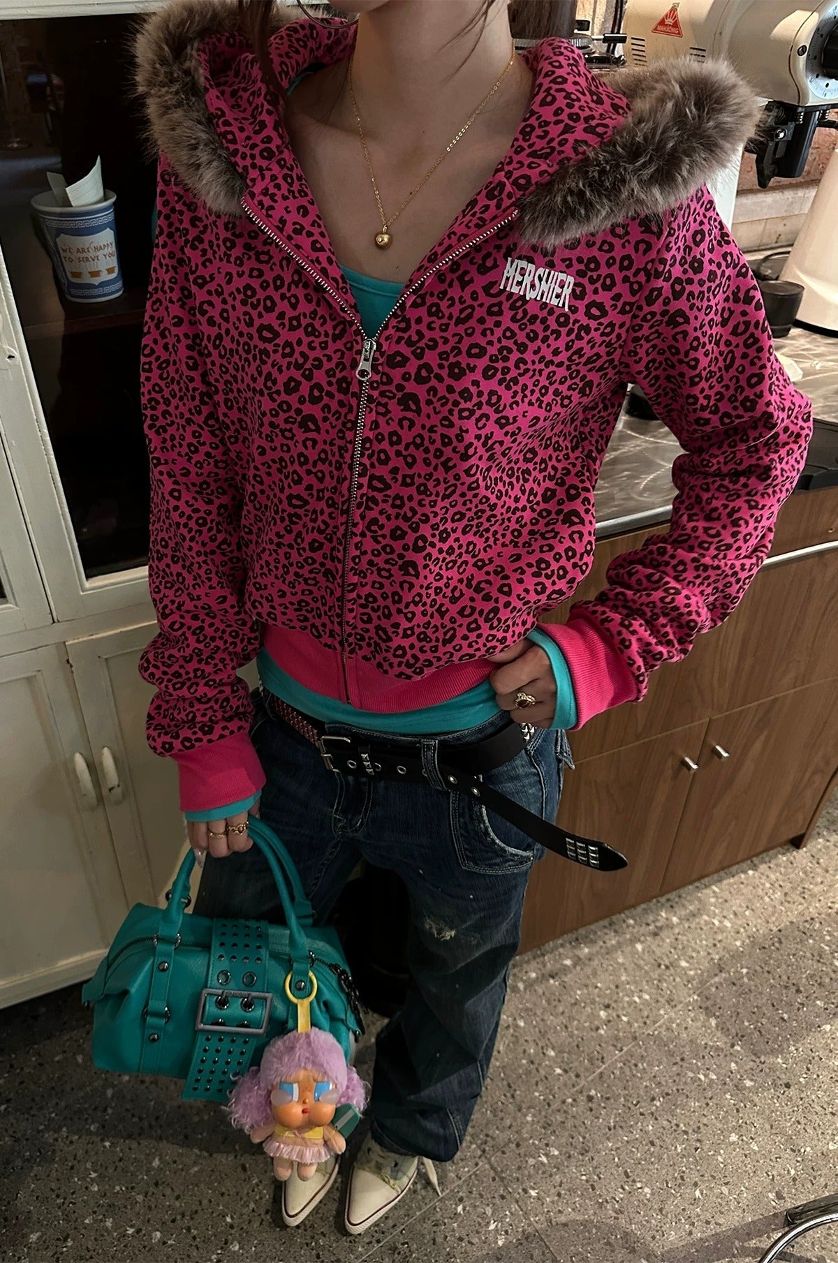 HABON Leopard Fur Hoodie