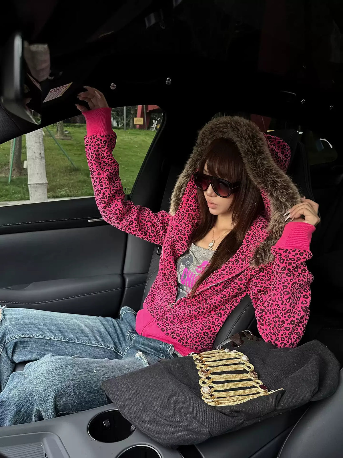 HABON Leopard Fur Hoodie