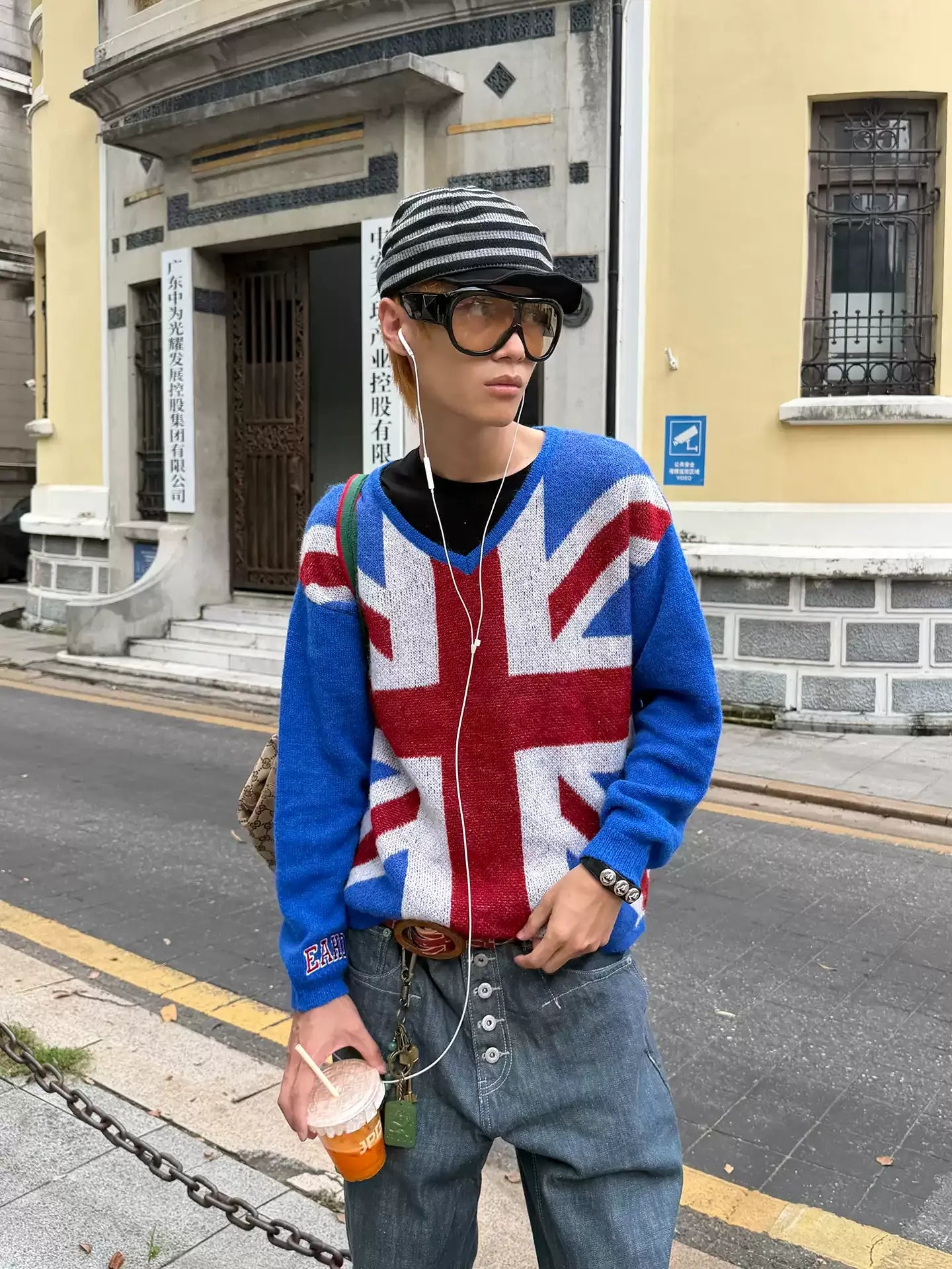 HABON British Flag Knit Sweater