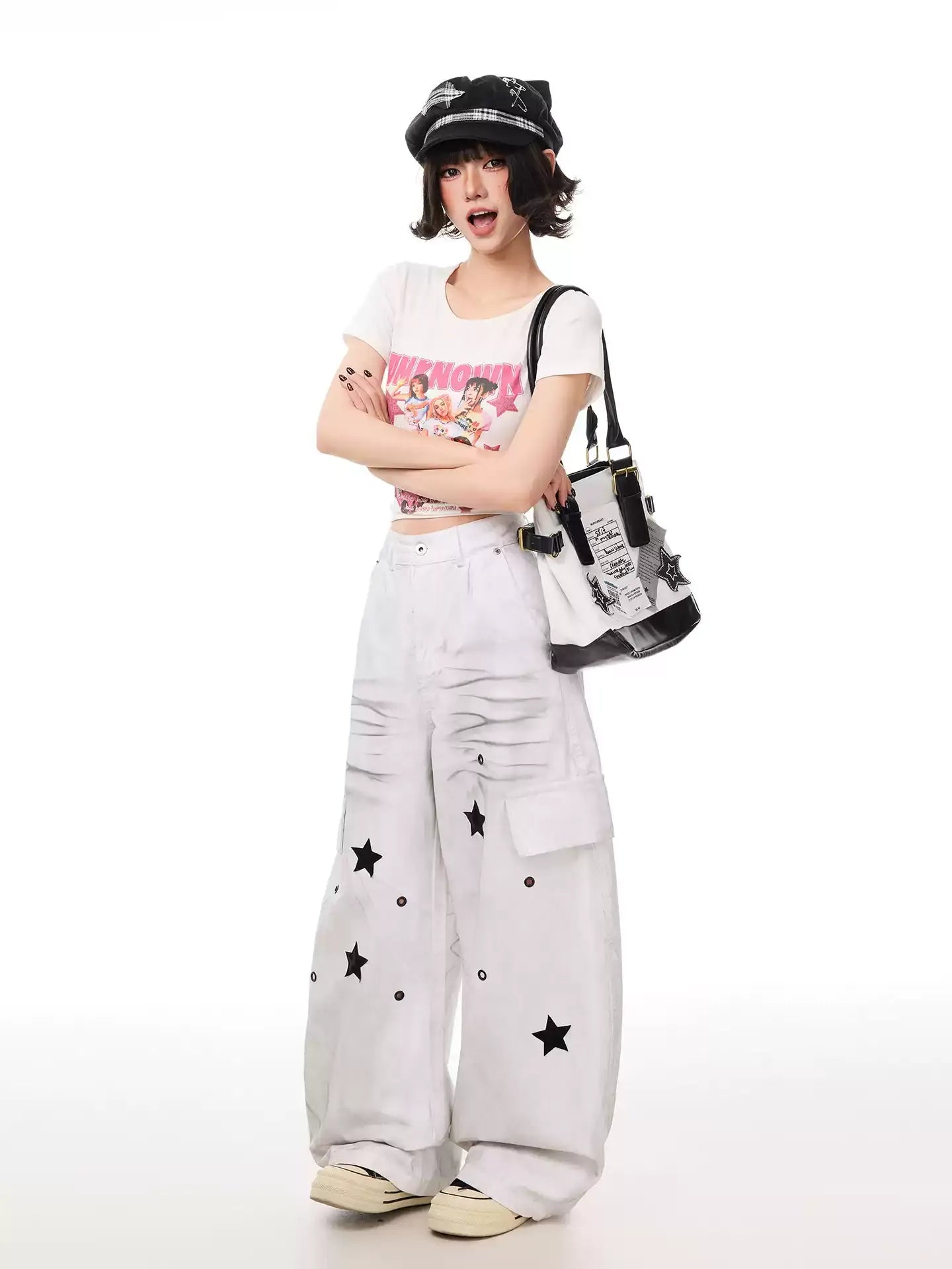 BAD UNNI Y2K- Star Patch Cargo Pants
