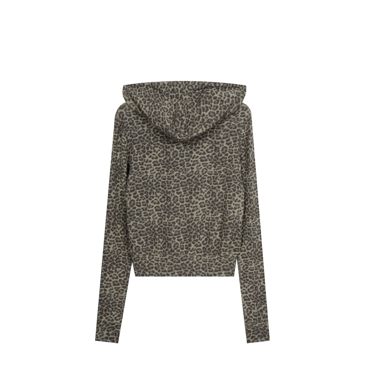 HABON Leopard Cropped Zip-Up Hoodie